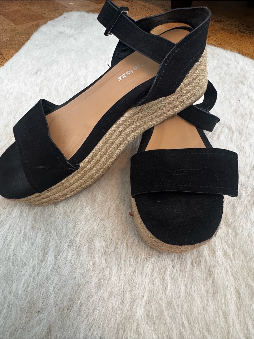 Black Wedge Espadrille Sandals - Women